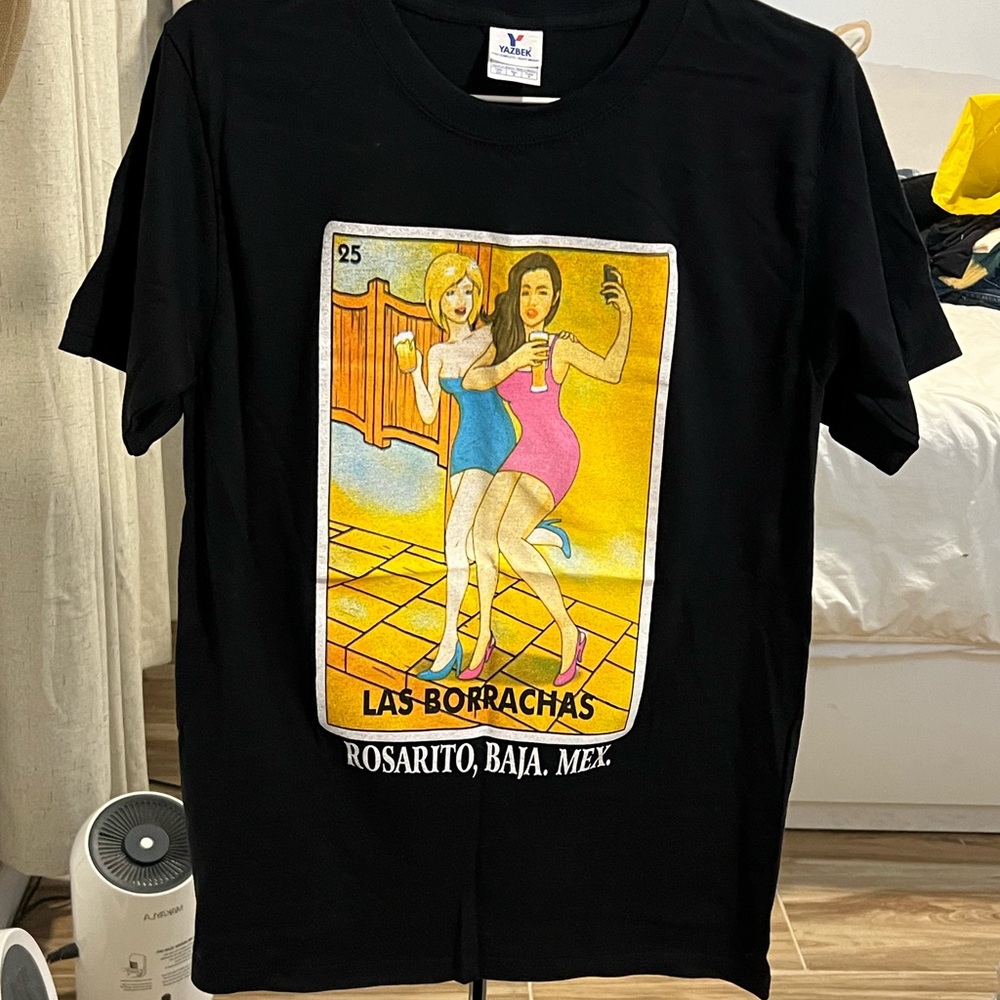 Black Graphic T-Shirt with Loteria Colorful Print